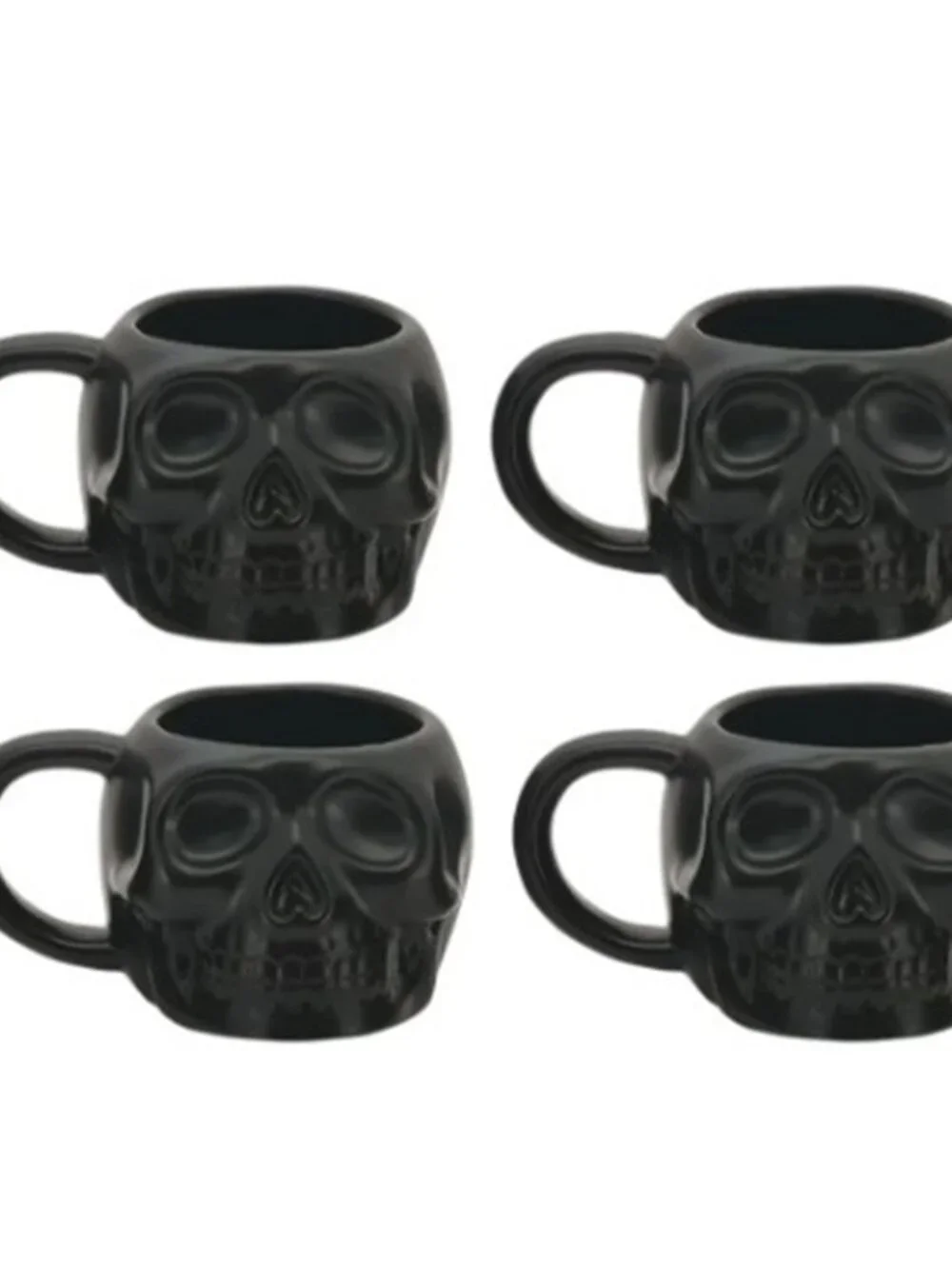 NEW Skull Mug Set of 4 Stackable Mugs Dia De Los Muertos Skulls Halloween Stonew